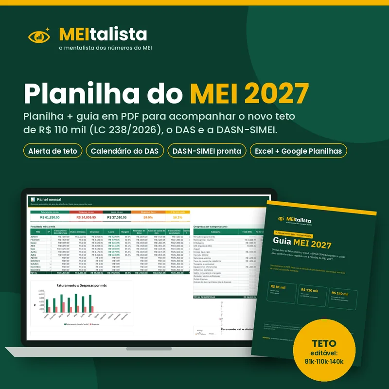 Capa da Planilha do MEI 2027 — por MEItalista